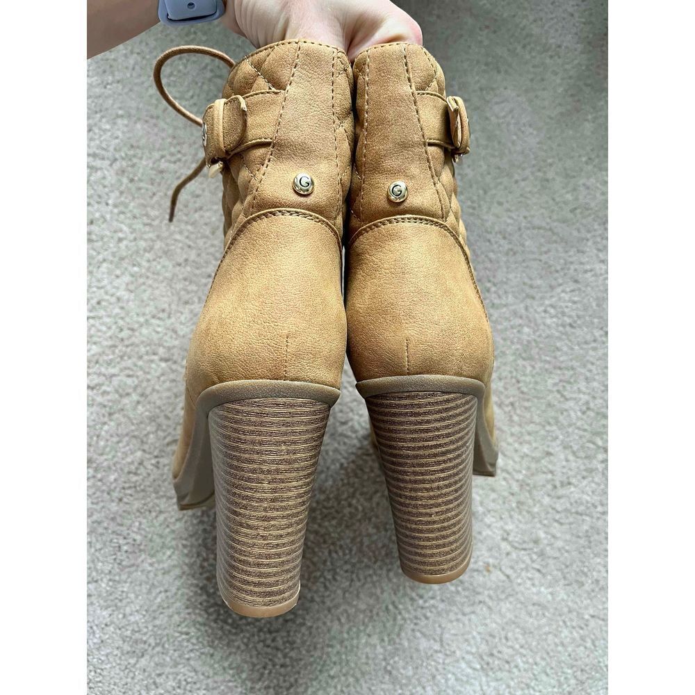 G by Guess Women’s Gift Tan Size Zip & Lace Up Quilted Combat Ankle Fashion Boot - Picture 3 of 12